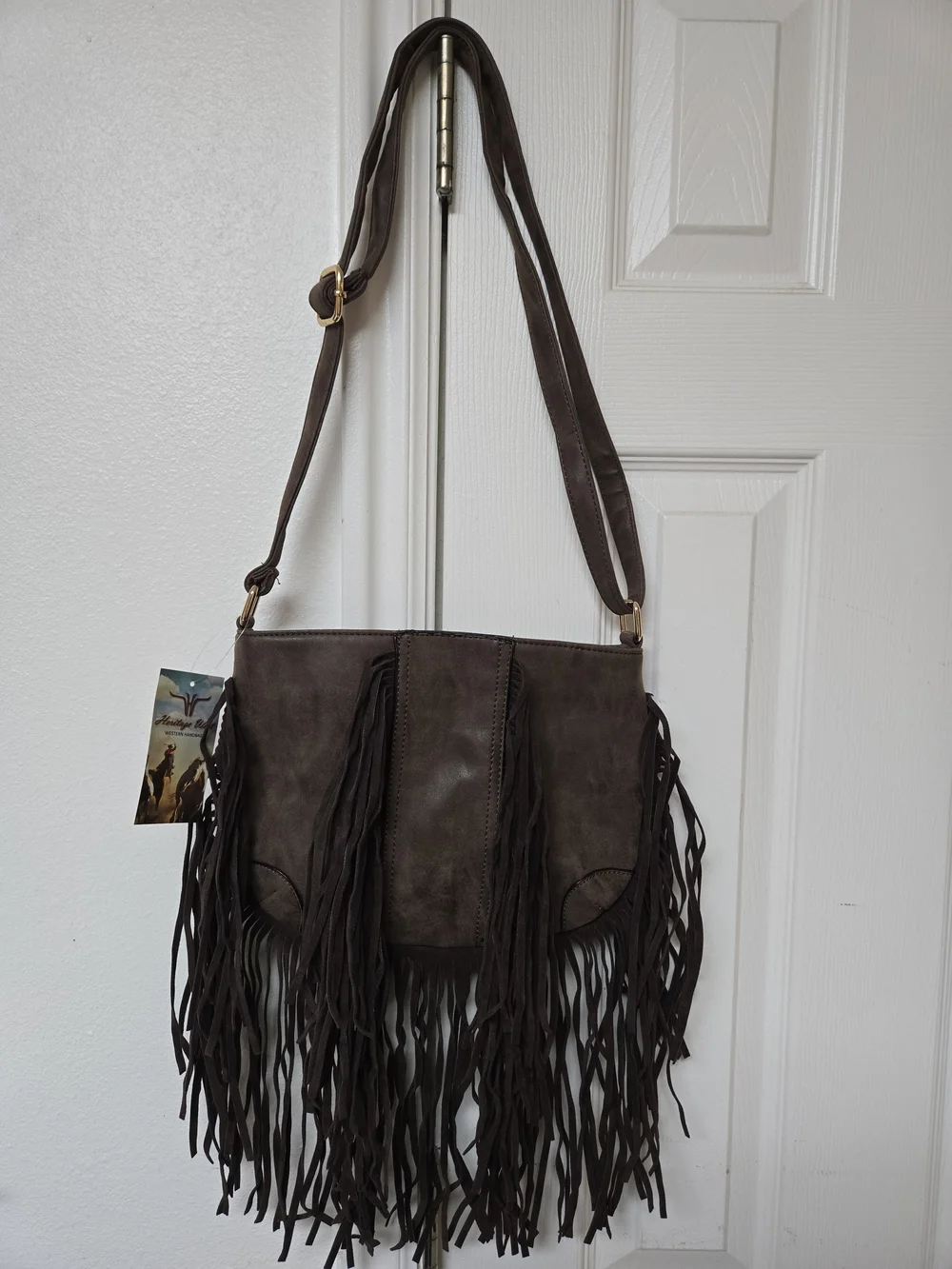 Women's Brown Fringe Shoulder Bag - Suede Style